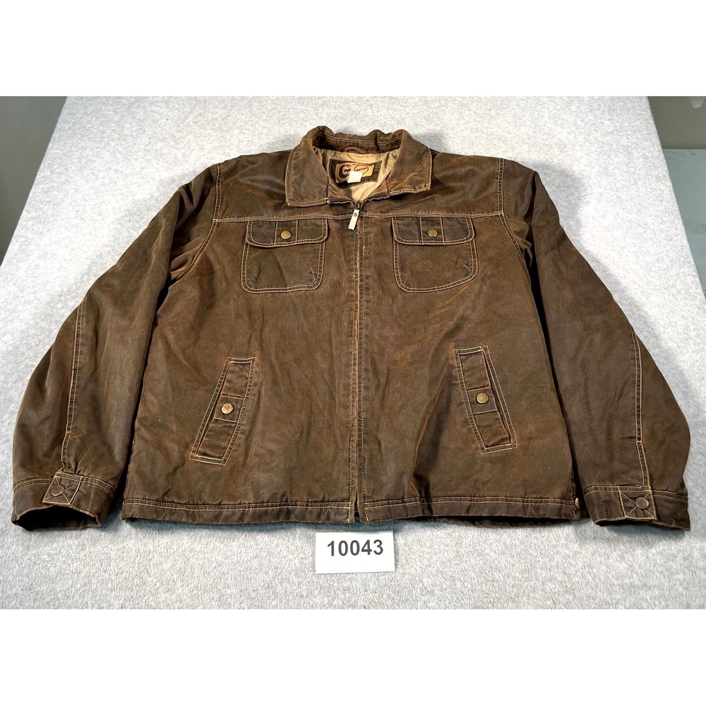 Vintage Graphite Bomber Jacket Men's 2XL Brown Flap Pockets Long Sleeve Full Zip